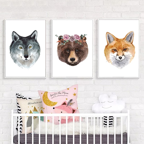 Watercolor Clipart. Animal Wall decor, woodland nursery art. - Inspire ...