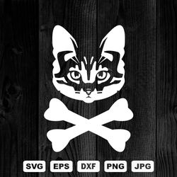 cat and crossbones svg cutting files, animals digital clip art, files for cricut and silhouette,