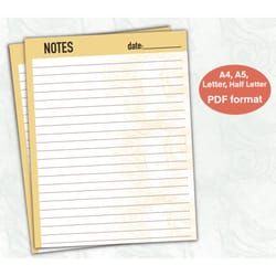 notes page printable, lined note paper, notes page planner, printable notes, notes planner insert, lined notepad paper,
