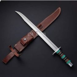 Hand Crafted Mini Sword with FREE Leather Sheath, One Handed D2 Steel Sword, Gift for Him, Groomsmen Gift, Birthday Gift