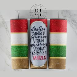 santa's reindeer 20oz & 30oz skinny tumbler, for sublimation, tumbler wrap, png instant digital download