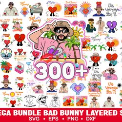 Bad Bunny Bundle svg, Un Verano Sin ti, sad heart SVG, PNG Bundle Layered SVG | El Conejo Malo svg | Cartoon Bunny svg