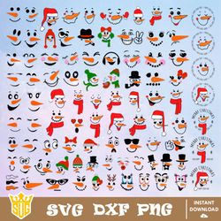 Snowman Faces Svg, Snowman Svg, Snowman Clipart, Christmas Svg, Snowman Cut File, Snowman Christmas Digital Download