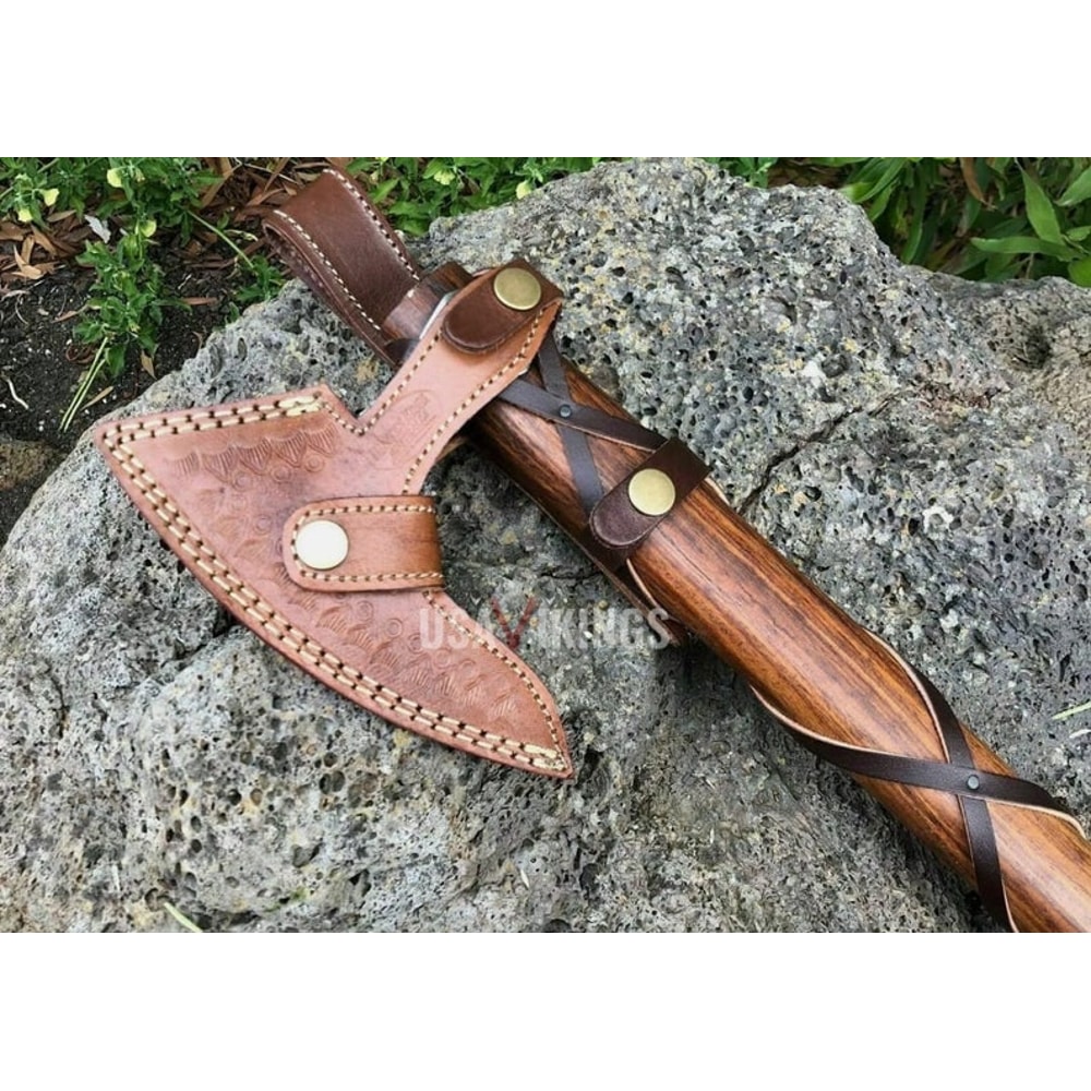 RAGNAR VIKING AXE, Hand Forged Camping Axe with Rose Wood Shaft, Viking Bearded Nordic, Best Groomsmen Wedding Gift For Him, Birthday Gift (1).jpg