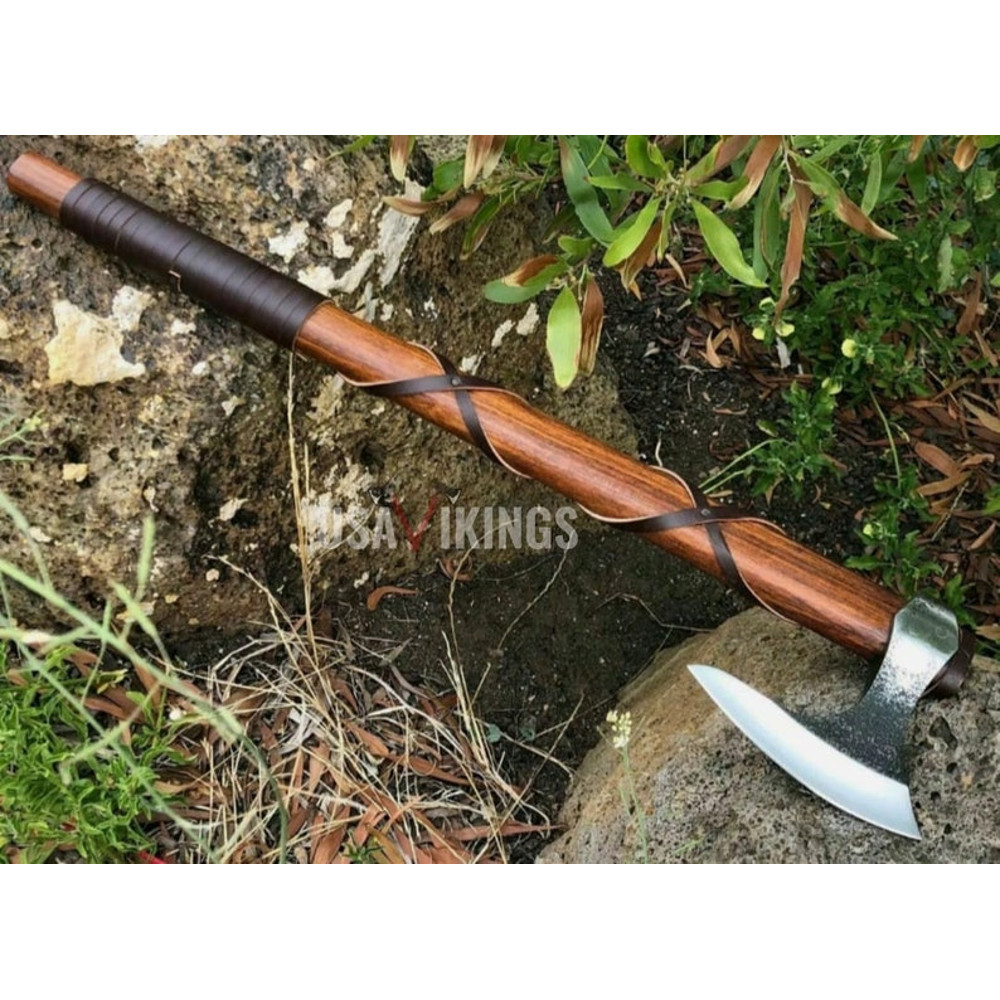 RAGNAR VIKING AXE, Hand Forged Camping Axe with Rose Wood Shaft, Viking Bearded Nordic, Best Groomsmen Wedding Gift For Him, Birthday Gift (3).jpg