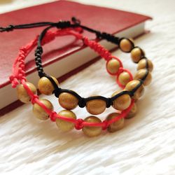 Handmade Acacia Wood woven Shamballa Bracelet, braided macrame Shambhala bracelet 9 beads, Beaded Shambala bracelet