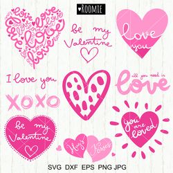 Valentine Svg heart bundle svg, doodle heart svg, love svg, Clipart Hearts Svg, i love you svg XOXO Valentines day Shirt