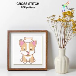Cross stitch pattern CORGI / Hand embroidery design Digital PDF file / 10-4