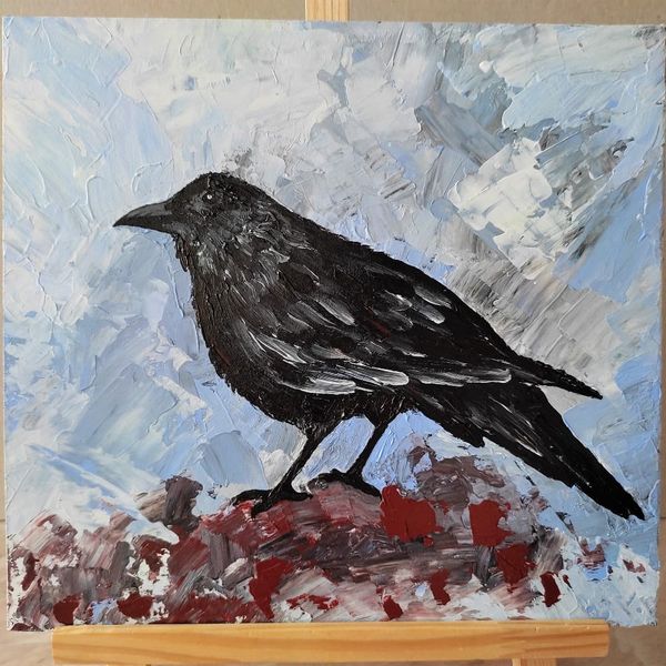 Painting-impasto-bird-black-crow-by-acrylic-paints-2.jpg