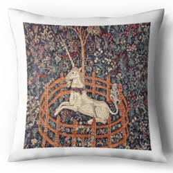 Digital - Vintage Cross Stitch Pattern Pillow - The Unicorn is in Captivity and is no Longer Dead - Late 15th century