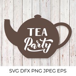 tea party calligraphy hand lettering on tea pot svg