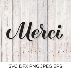 Merci. Thank you calligraphy hand lettering in French SVG