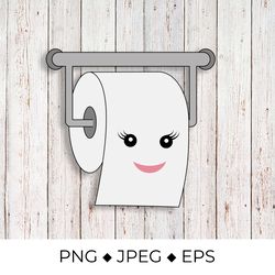 Cute cartoon smiling toilet paper roll