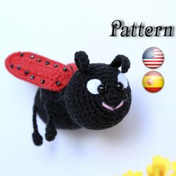 Easy crochet ladybug pattern toy, amigurumi ladybug download