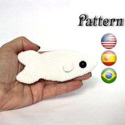 Easy crochet fish pattern toy, mini crochet amigurumi fish toy (English, Spanish, Portuguese)