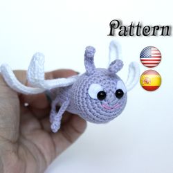 Crochet dragonfly pattern cute amigurumi toy, easy pattern crochet dragonfly English, Spanish