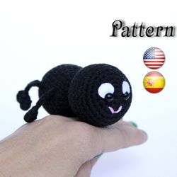 Crochet spider pattern cute amigurumi toy, easy pattern crochet spider, crochet spider stuffed animal English, Spanish
