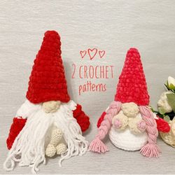 2 Easy crochet Patterns PDF funny plush toy gnome with penis and gnome with boob