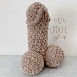 Easy crochet pattern PDF plush penis toy, neck pillow dick