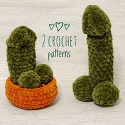 2 easy crochet patterns funny toys cactus penis and plush dick