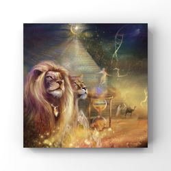 Digital painting "The law of fate" Lion Print Digital Art Oil painting Canvas