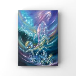 Digital painting "Keeper of the light"  Whale Print Digital Art Oil painting Canvas