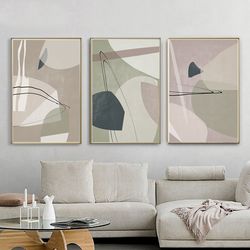 Abstract Pastel Art, 3 Piece Prints Large Print, Printable Wall Art, Modern Artwork, Abstract Triptych, Set Of 3 Posters