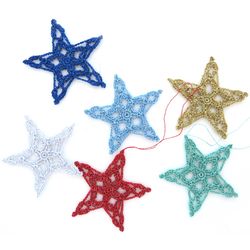 Star Crochet Pattern Christmas Ornament, PDF file digital download.