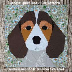 Beagle Quilt Block PDF Pattern 3 versions Paper Piecing