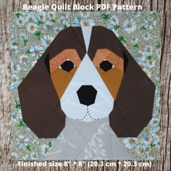 beagle quilt block pdf pattern 3 versions paper piecing