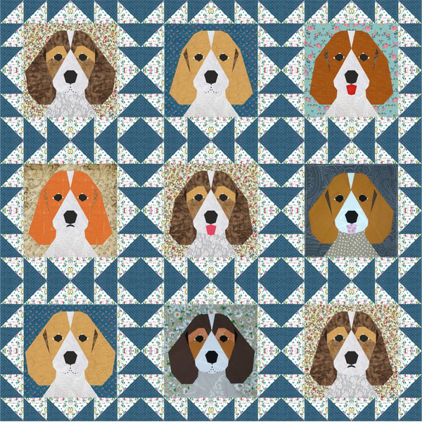 Beagle Quilt Block PDF Pattern 3 versions Paper Piecing | Inspire Uplift