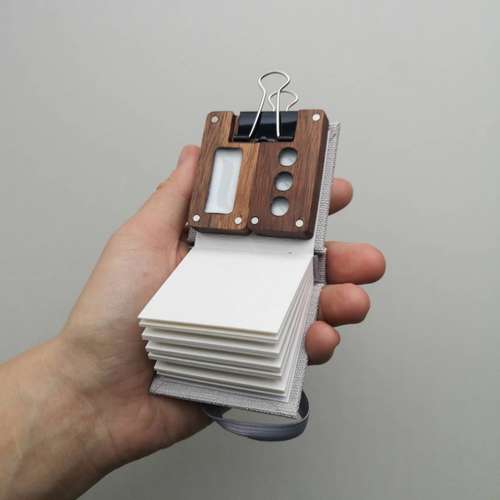 Mini wooden watercolor palette (3 cells) With olive tiny sketchbook.