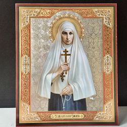 Saint Elisabeth (Elizabeth) Fedorovna Romanov | Gold and silver foiled icon | Size:  8,5" x 7"