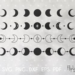 moon phase svg celestial clipart moon png clipart line drawing svg vinyl designs boho moon svg file for cricut