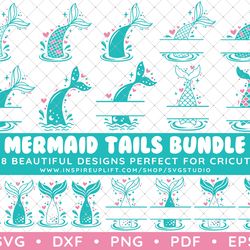 Clip Art Vector Decal Vinyl Design Graphics SVG / DXF / PNG - Mermaid Tails Silhouette Design Bundle