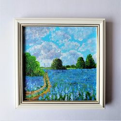Painted landscape, Landscape art, Acrylic landscape painting, Blue accent wall living room, Impasto painting for sale