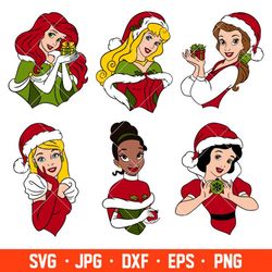 Christmas Princesses Bundle SVG, Princesses SVG, Christmas SVG PNG DXF EPS File