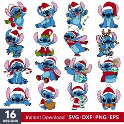 stitch christmas bundle svg, stitch svg, disney christmas svg png dxf eps file