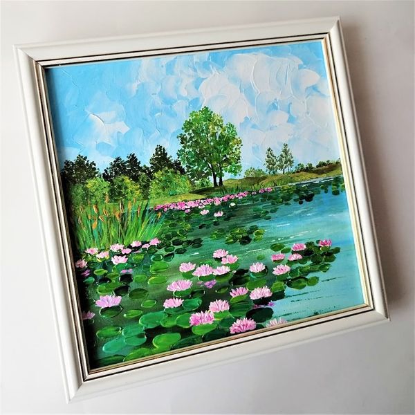 Handwritten-pond-landscape-with-pink-water-lilies-and-reeds-by-acrylic-paints-3.jpg