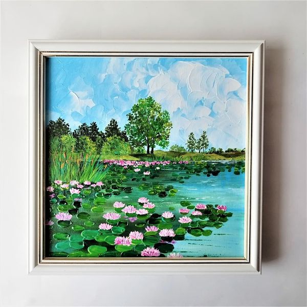 Handwritten-pond-landscape-with-pink-water-lilies-and-reeds-by-acrylic-paints-11.jpg