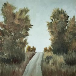 northwest landscape painting eco farm wall art gloomy landscape vintage painting original rural road neutral art