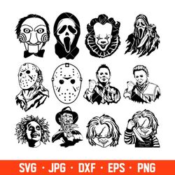 horror movie svg bundle, horror movie character halloween svg, halloween svg