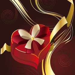 brown background with heart shaped box