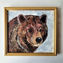 Textured wall art, Famed art, Impasto painting for sale, Painting impasto, Bear painting, Animal painting