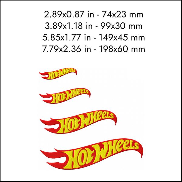 hot wheels car model logo machine embroidery designs