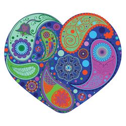 Decorative retro paisley heart pattern design illustration