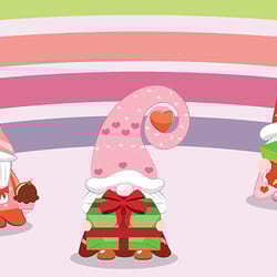 three valentine gnome girls