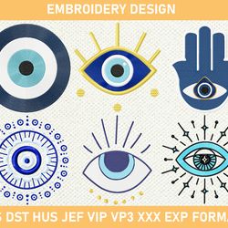 Evil Eye embroidery designs,  Turkish Eye embroidery designs, Evil Eye Protection embroidery designs 3 size