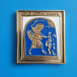 SAINT NICETAS VANQUISHING SATAN brass icon colorful enamel | copy of an ancien icon 19 c. | Orthodox store