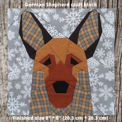 German Shepherd quilt block pattern in technology Paper Piecing
